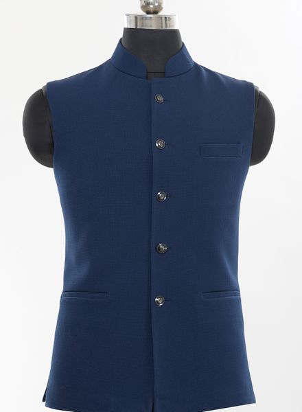 Waist Coat Polyester Cotton Party Wear Regular fit Nehru Collar Designer Self Waistcoat La Scoot